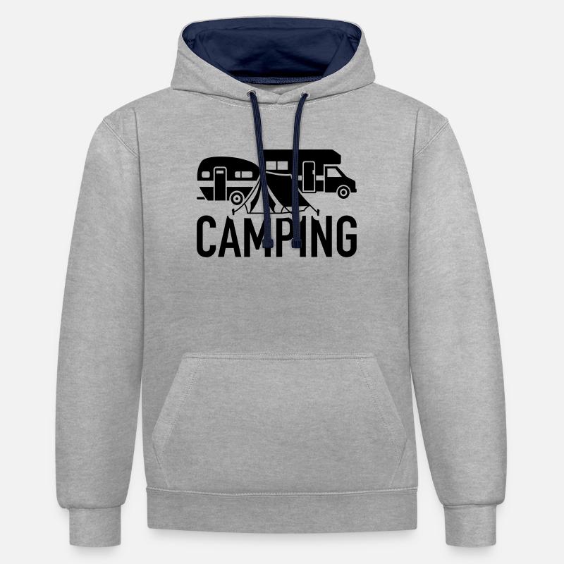 camping - Sweat à capuche contrasté - gris chiné/bleu marine