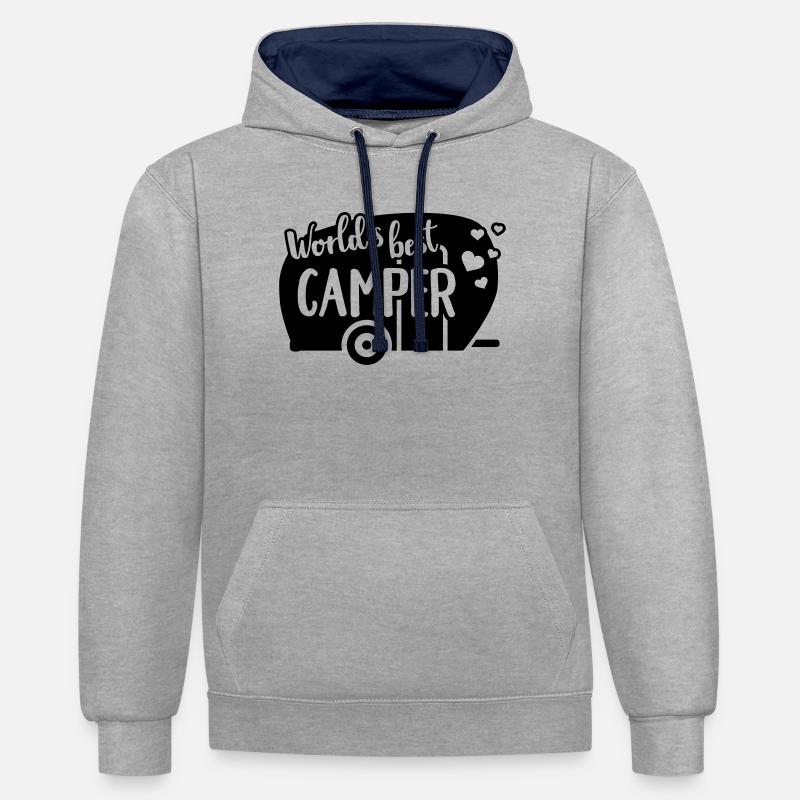 Caravane - Sweat à capuche contrasté - gris chiné/bleu marine