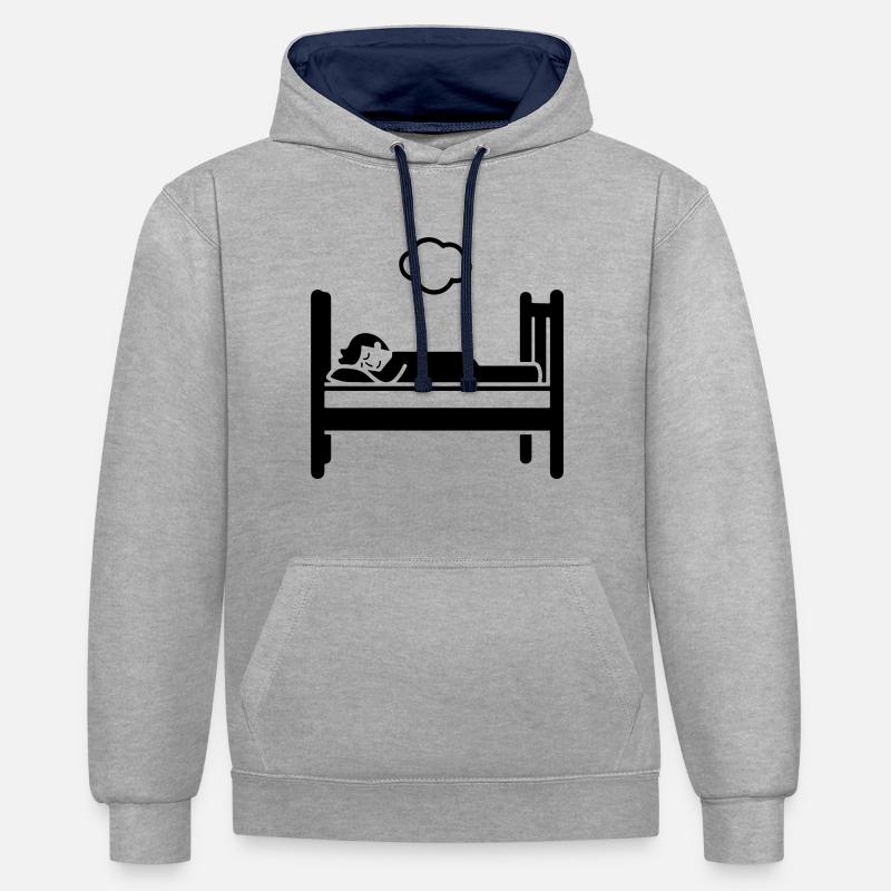 Lit de couchage - Sweat à capuche contrasté - gris chiné/bleu marine