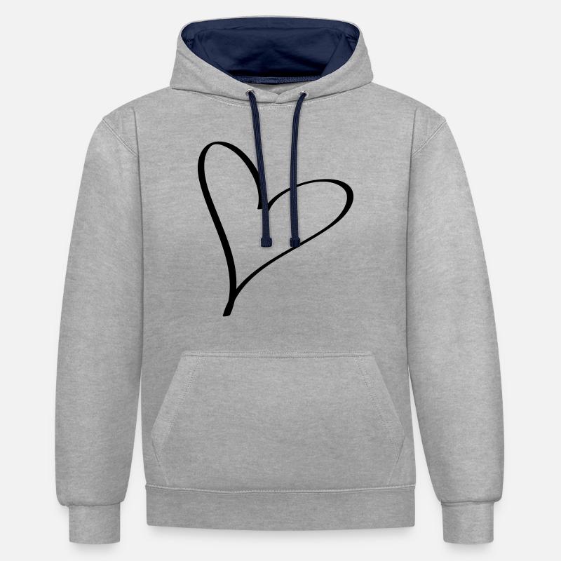 cœur - Sweat à capuche contrasté - gris chiné/bleu marine