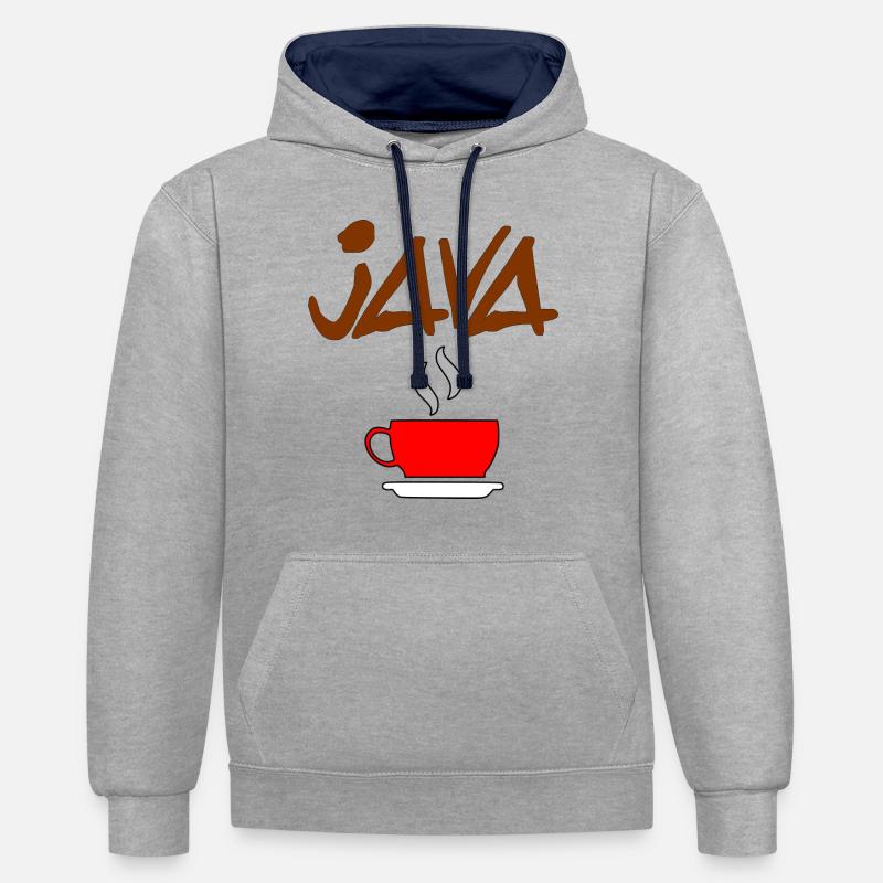 java kaffee - Kontrast-Hoodie - Grau meliert/Navy