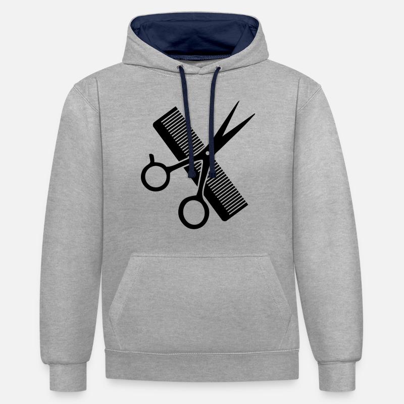 Ciseaux et Peignes - Sweat à capuche contrasté - gris chiné/bleu marine