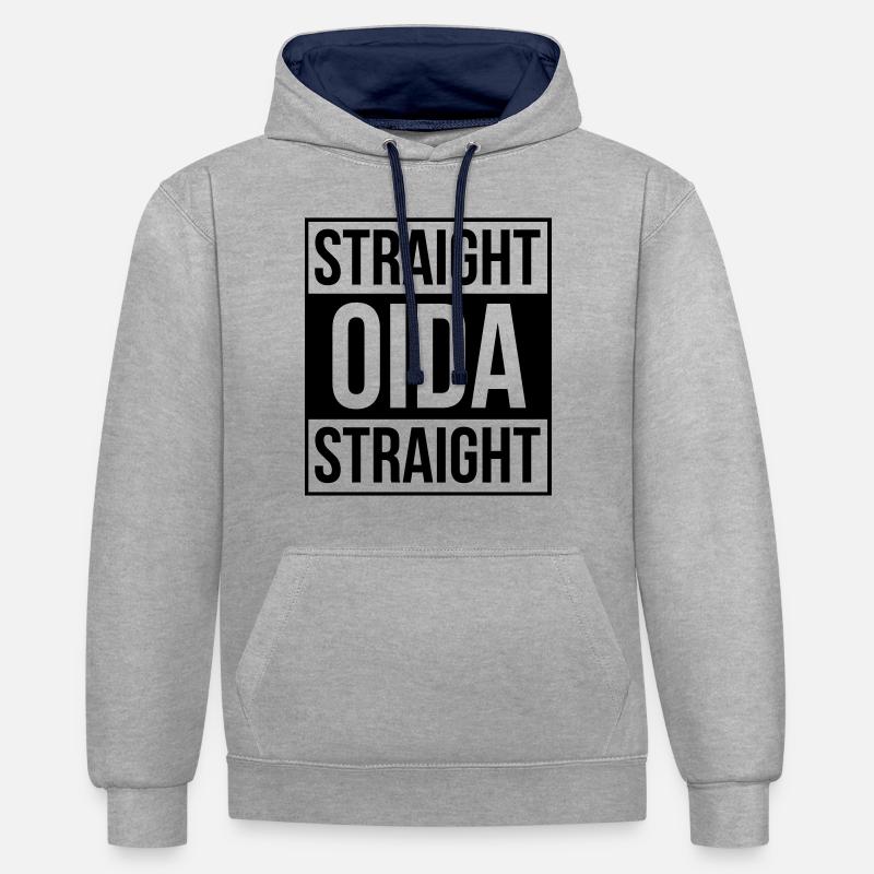 Straight Oida plain - Kontrast-Hoodie - Grau meliert/Navy