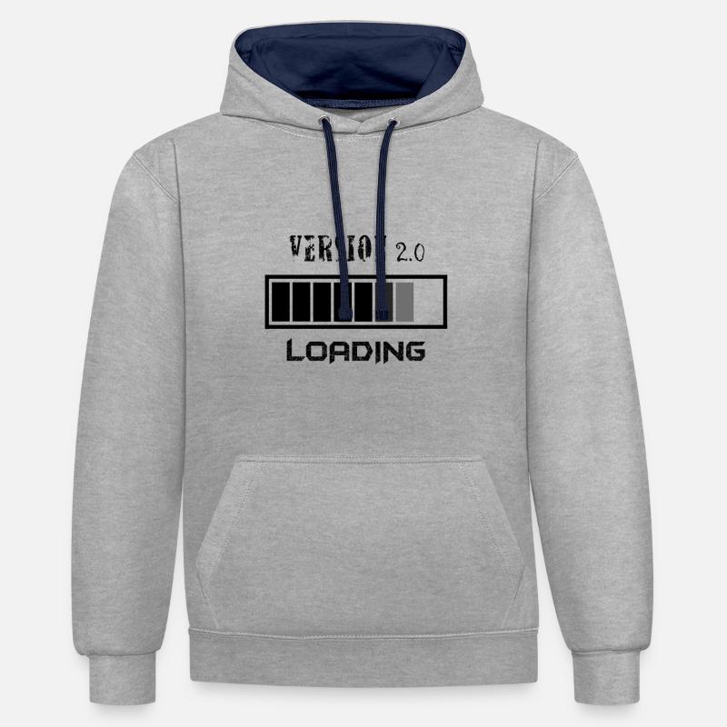 Version 2.0 - Sweat à capuche contrasté - gris chiné/bleu marine