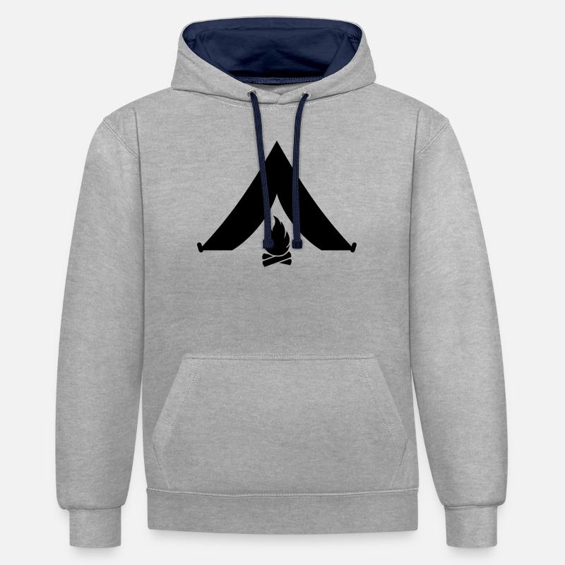 camping - Sweat à capuche contrasté - gris chiné/bleu marine
