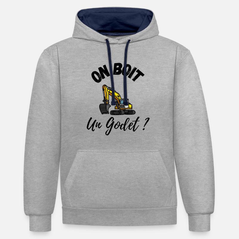 on boit un godet - Sweat à capuche contrasté - gris chiné/bleu marine