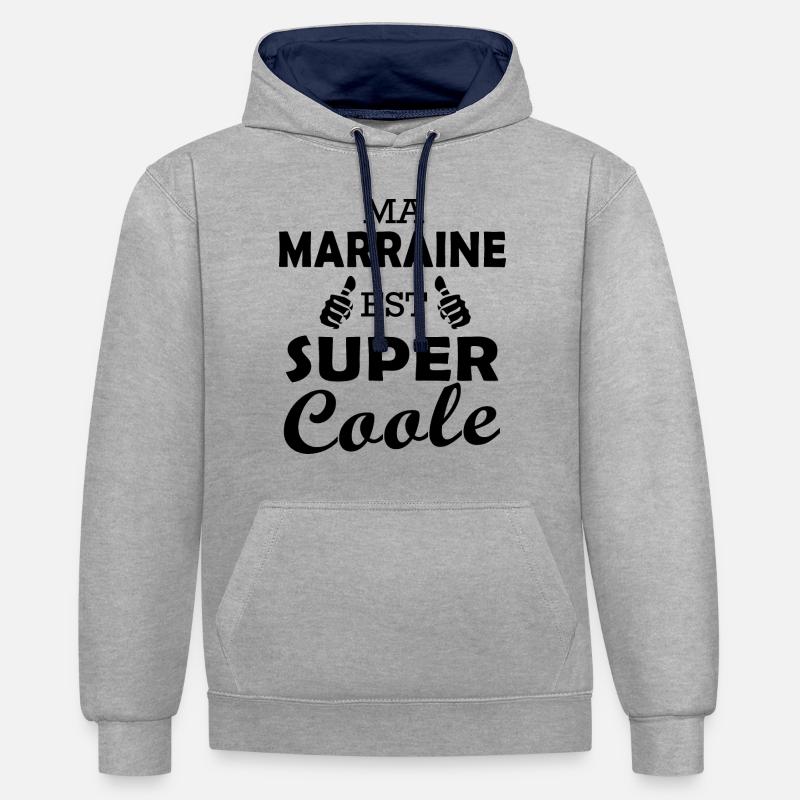 ma marraine est cool - Sweat à capuche contrasté - gris chiné/bleu marine