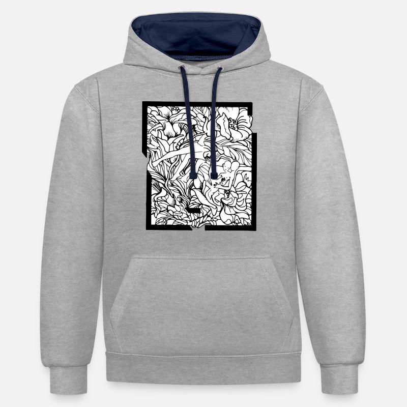LES AMANTS ENSEMBLE 03 - Sweat à capuche contrasté - gris chiné/bleu marine