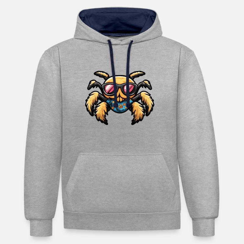 Tarantula Comic Cool Sommer - Kontrast-Hoodie - Grau meliert/Navy
