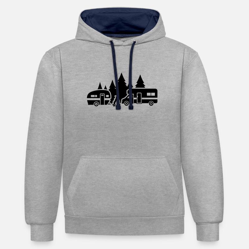Campeur - Sweat à capuche contrasté - gris chiné/bleu marine