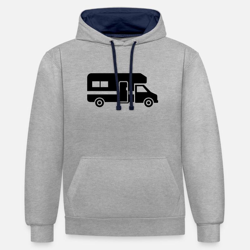 Campeur - Sweat à capuche contrasté - gris chiné/bleu marine