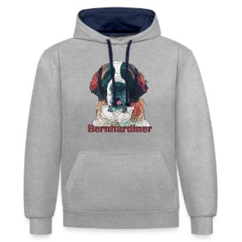 bernhardiner - Kontrast-Hoodie - Grau meliert/Navy - Vorne - Liana (172cm) & Jaron (178cm)