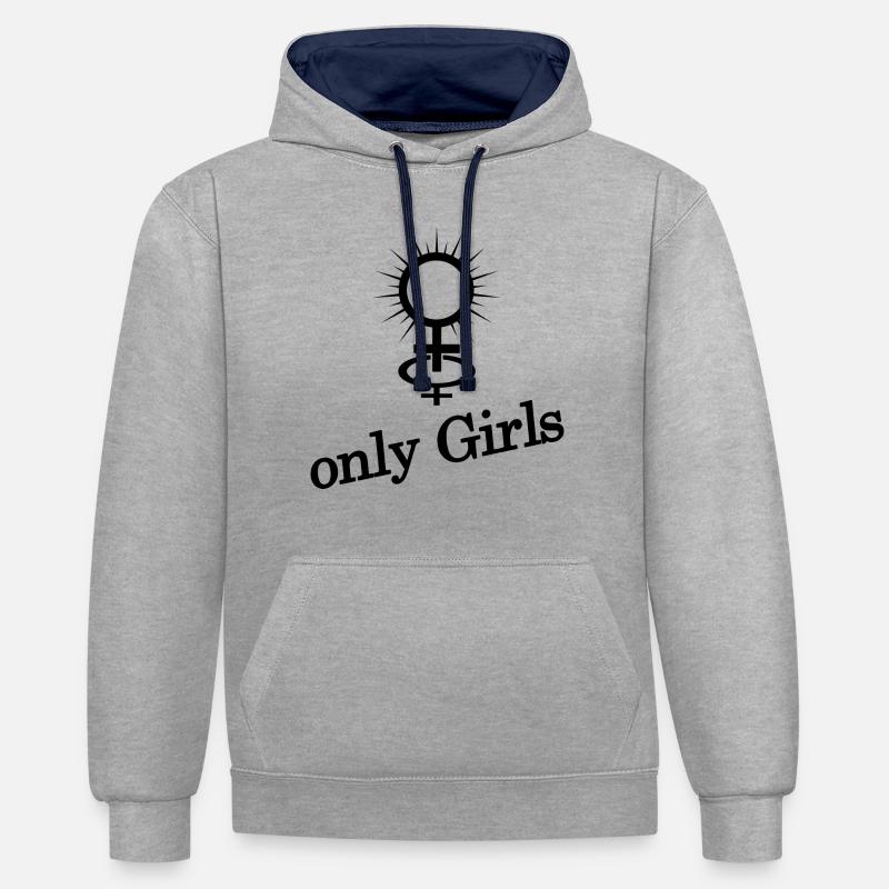 Symbole de domination féminine lesbienne - Sweat à capuche contrasté - gris chiné/bleu marine