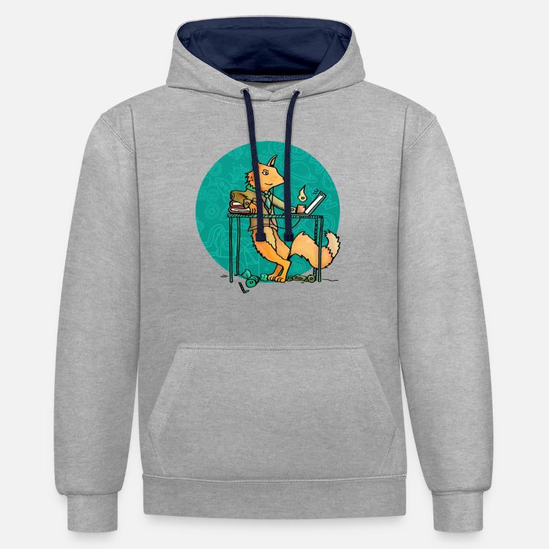 Bureau à domicile - Sweat à capuche contrasté - gris chiné/bleu marine
