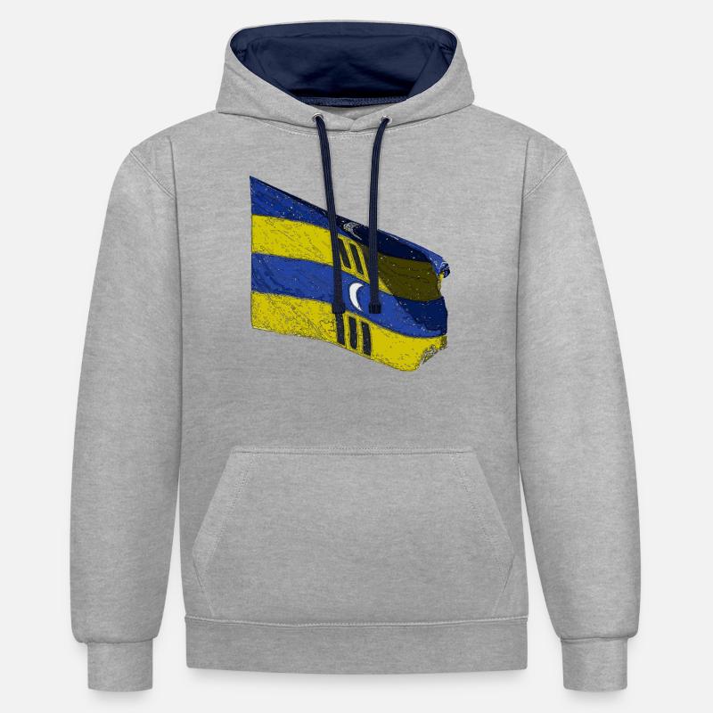 Drapeau Amelander - Drapeau d’Ameland - Sweat à capuche contrasté - gris chiné/bleu marine
