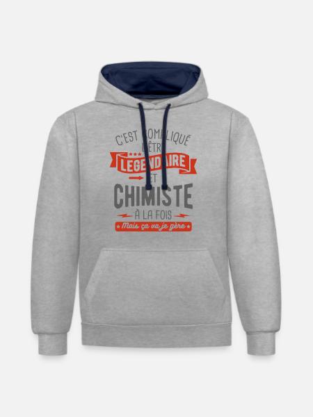 légendaire et chimiste - Sweat à capuche contrasté - gris chiné/bleu marine