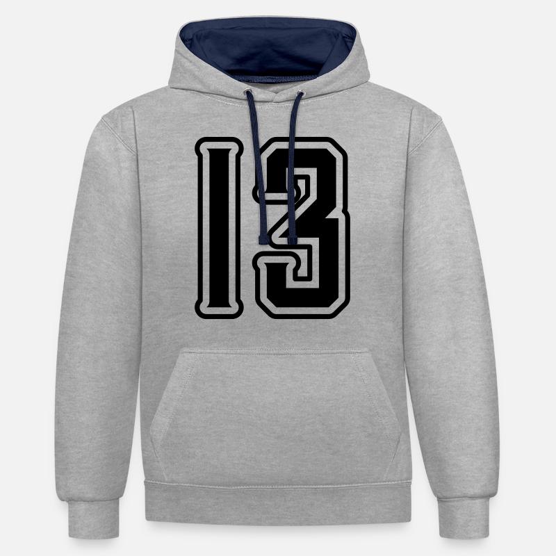 13 Symbole numérique - Sweat à capuche contrasté - gris chiné/bleu marine