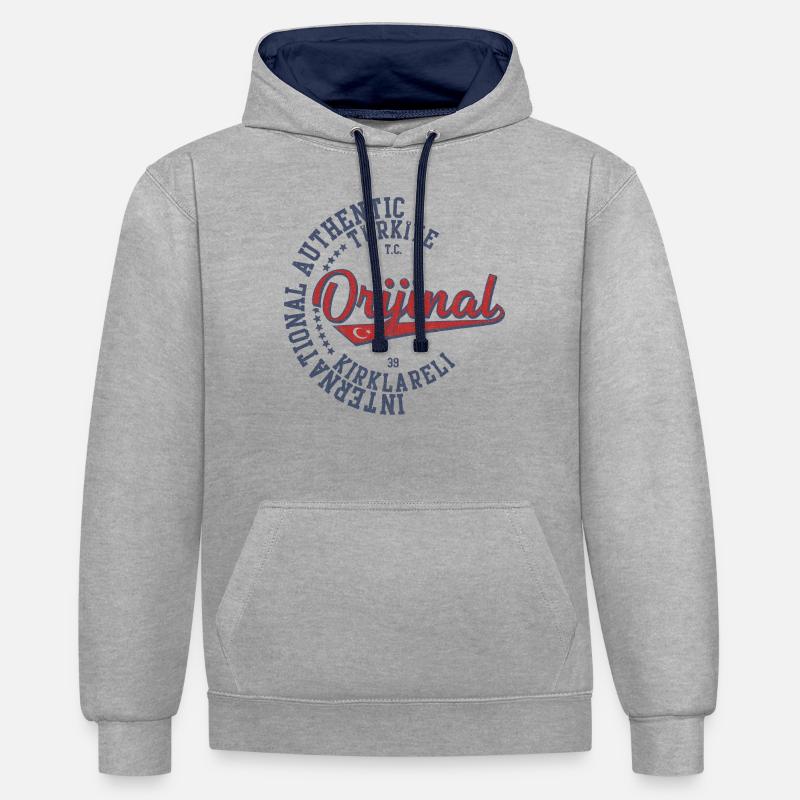 Kırklareli - Sweat à capuche contrasté - gris chiné/bleu marine