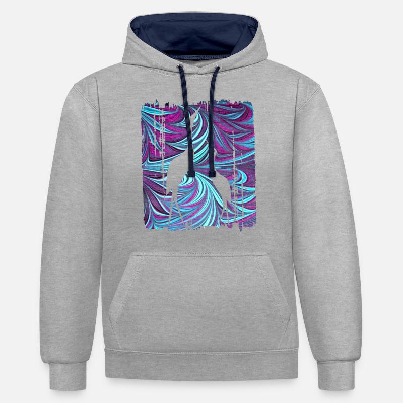 Grue E 74 - Sweat à capuche contrasté - gris chiné/bleu marine