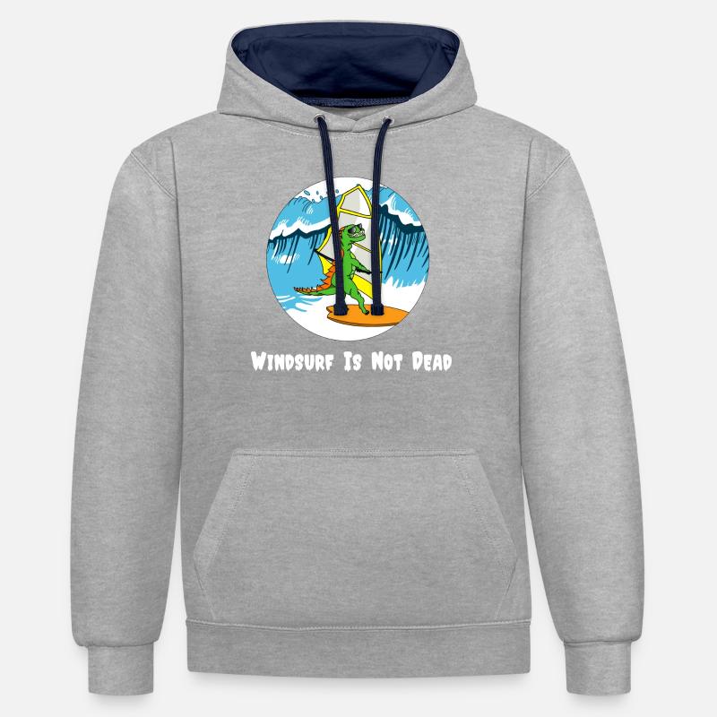 Wave spoke white - Sweat à capuche contrasté - gris chiné/bleu marine