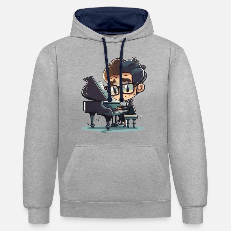 Virtuose classique - Sweat à capuche contrasté - gris chiné/bleu marine