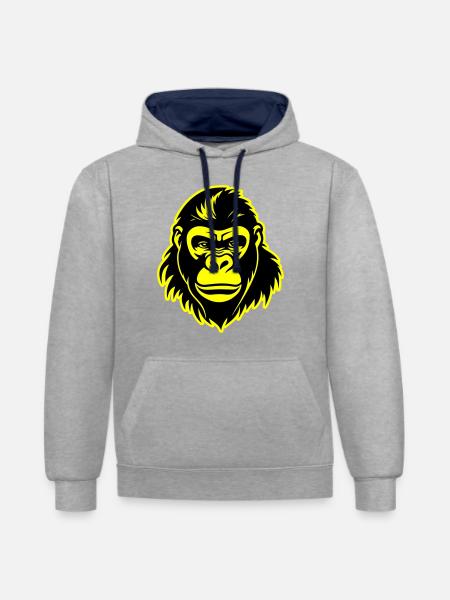 Gorilla Head - Contrast hoodie - heather grey/navy