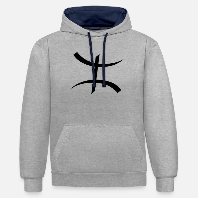 Symbole Kabyle par Helfspawn - Sweat à capuche contrasté - gris chiné/bleu marine