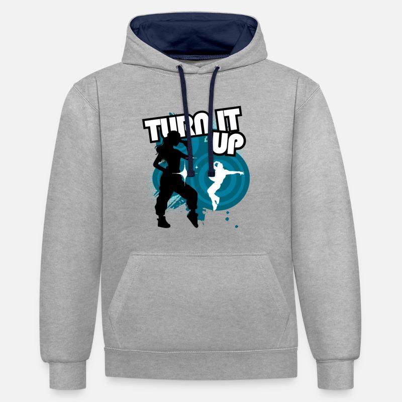 Turn It Up Danse Neon - Sweat à capuche contrasté - gris chiné/bleu marine