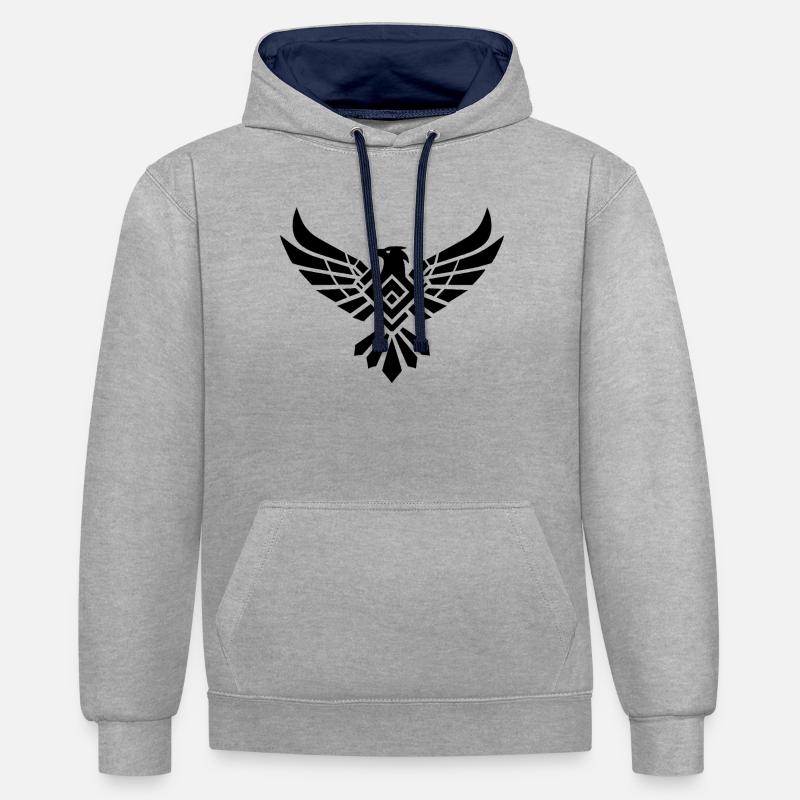 Aigle - Sweat à capuche contrasté - gris chiné/bleu marine