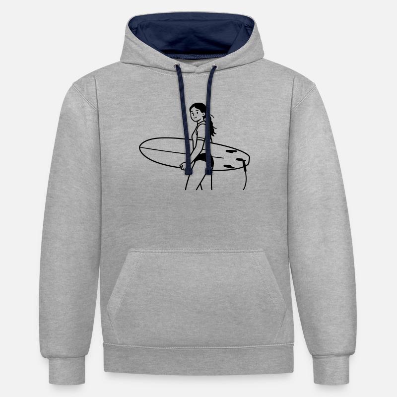 surfer - Sweat à capuche contrasté - gris chiné/bleu marine