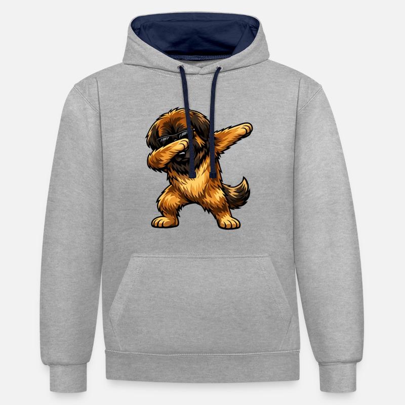 Dab Leonberger - Sweat à capuche contrasté - gris chiné/bleu marine