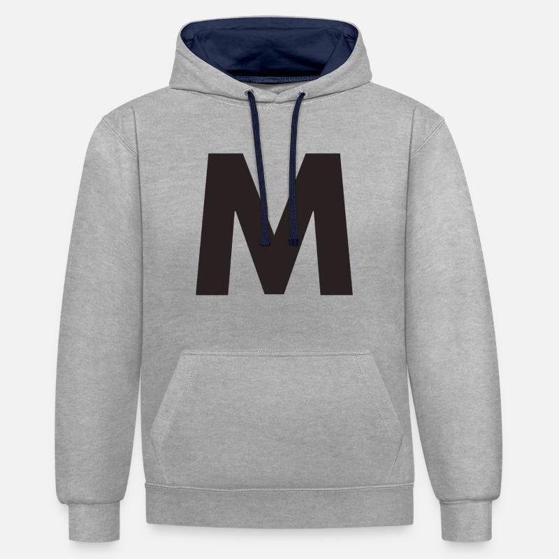 M - Sweat à capuche contrasté - gris chiné/bleu marine