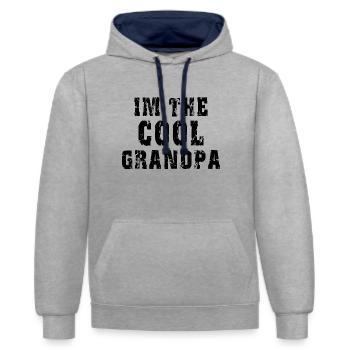 Ich bin der kühle Großvater - Kontrast-Hoodie - Grau meliert/Navy - Vorne - Liana (172cm) & Jaron (178cm)