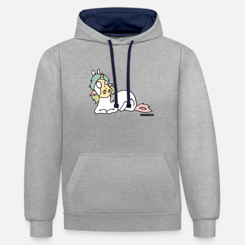 Cheval n ° 3 - Sweat à capuche contrasté - gris chiné/bleu marine