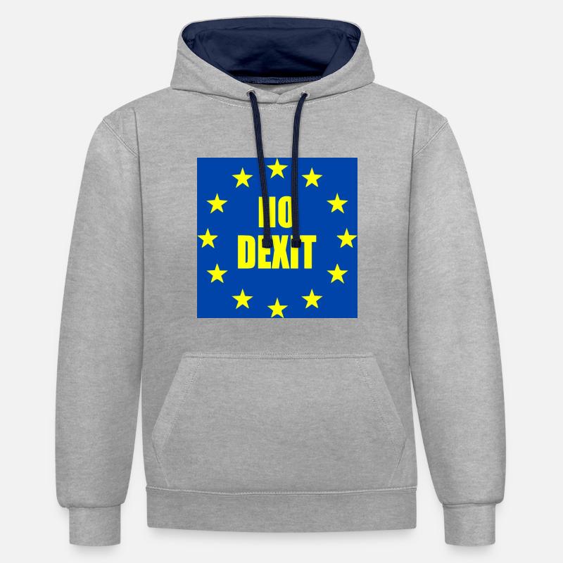 No dexit - Sweat à capuche contrasté - gris chiné/bleu marine