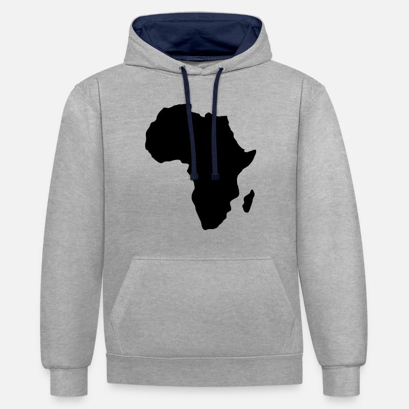 Afrika - Kontrast-Hoodie - Grau meliert/Navy