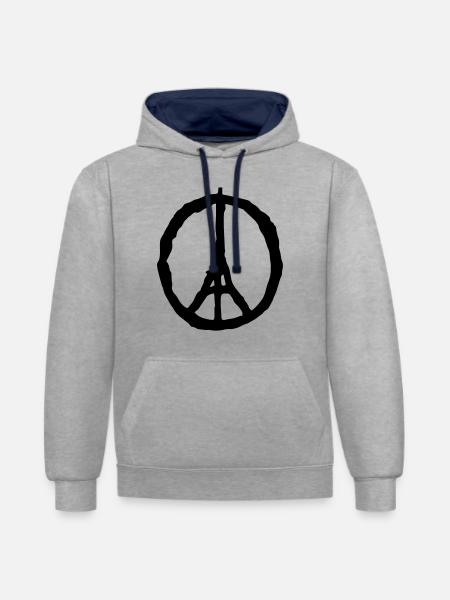 peace paris - Kontrast-Hoodie - Grau meliert/Navy