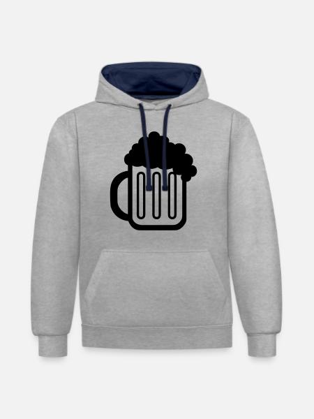 Beer mug 01.0 - Contrast hoodie - heather grey/navy