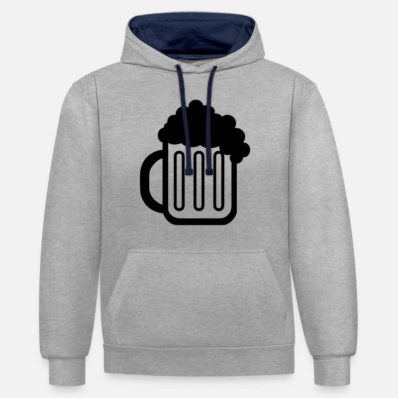 Bierkrug (beer mug) 01.0 - Kontrast-Hoodie - Grau meliert/Navy