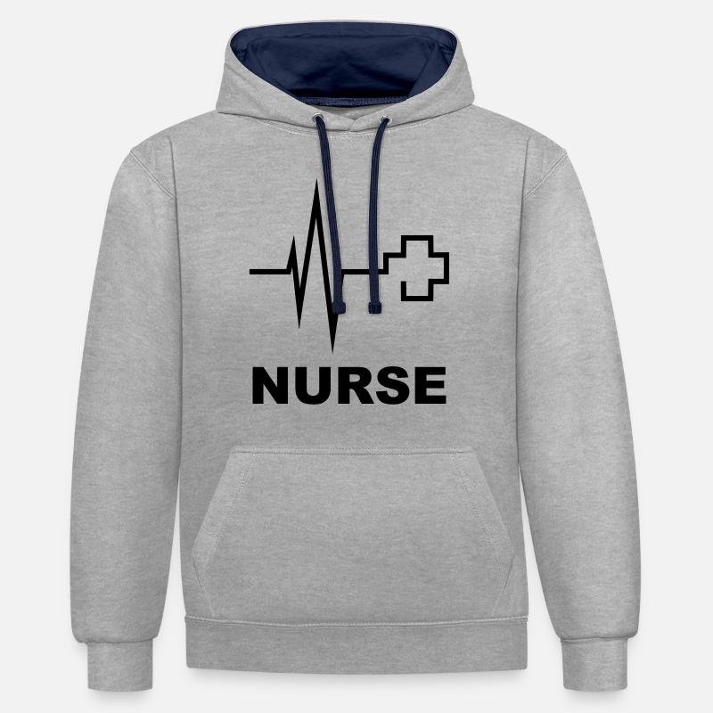 Nurse - Sweat à capuche contrasté - gris chiné/bleu marine