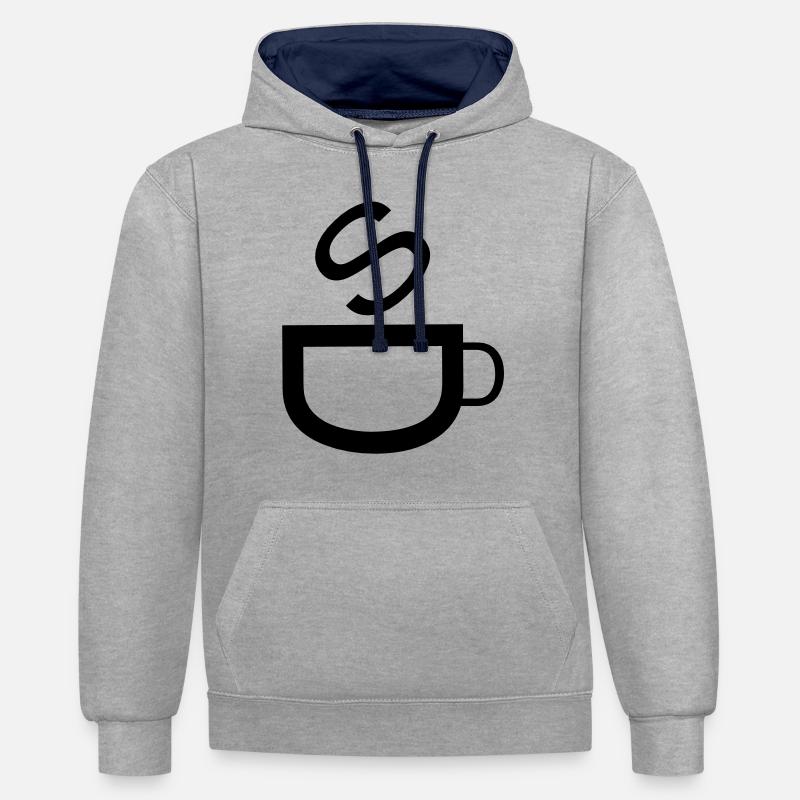 café - Sweat à capuche contrasté - gris chiné/bleu marine