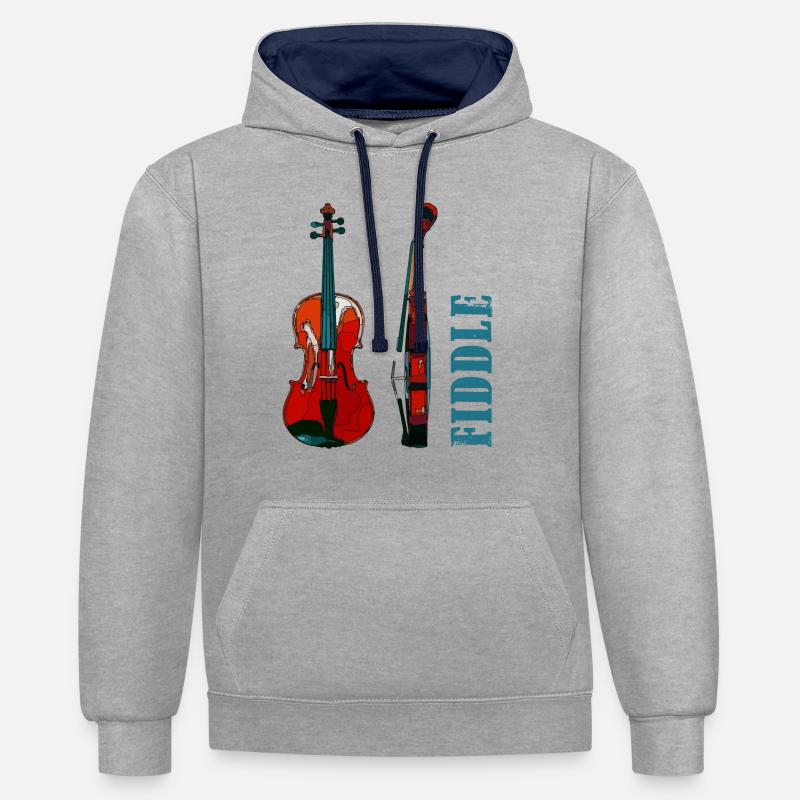 violon - Sweat à capuche contrasté - gris chiné/bleu marine