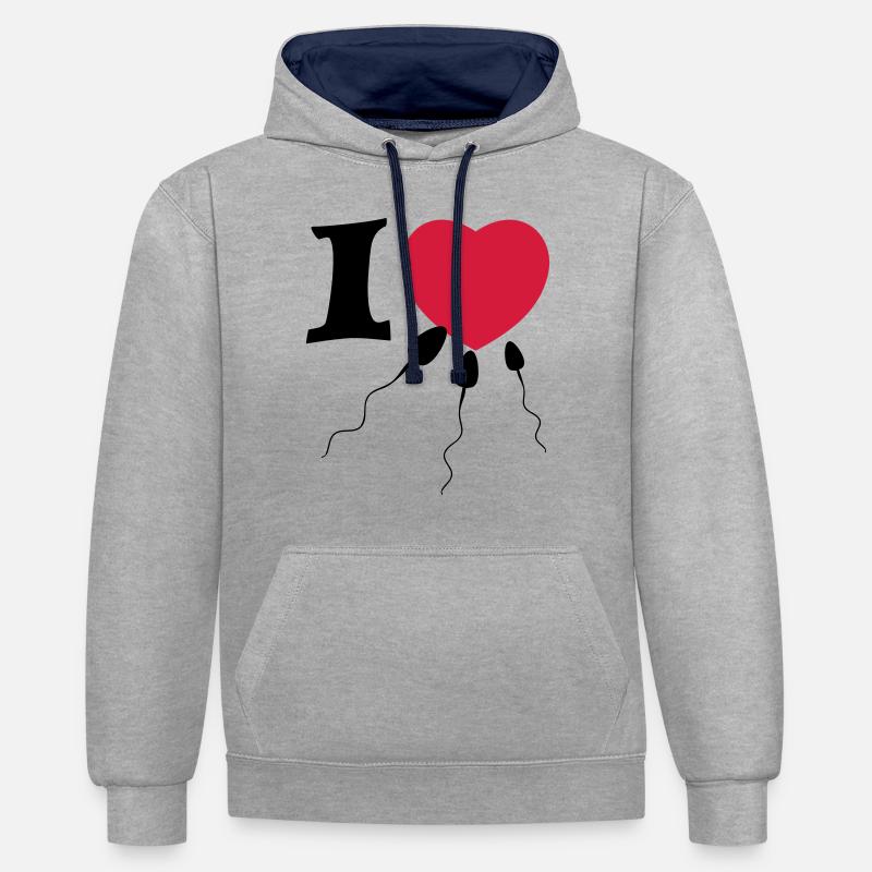 sperme - Sweat à capuche contrasté - gris chiné/bleu marine