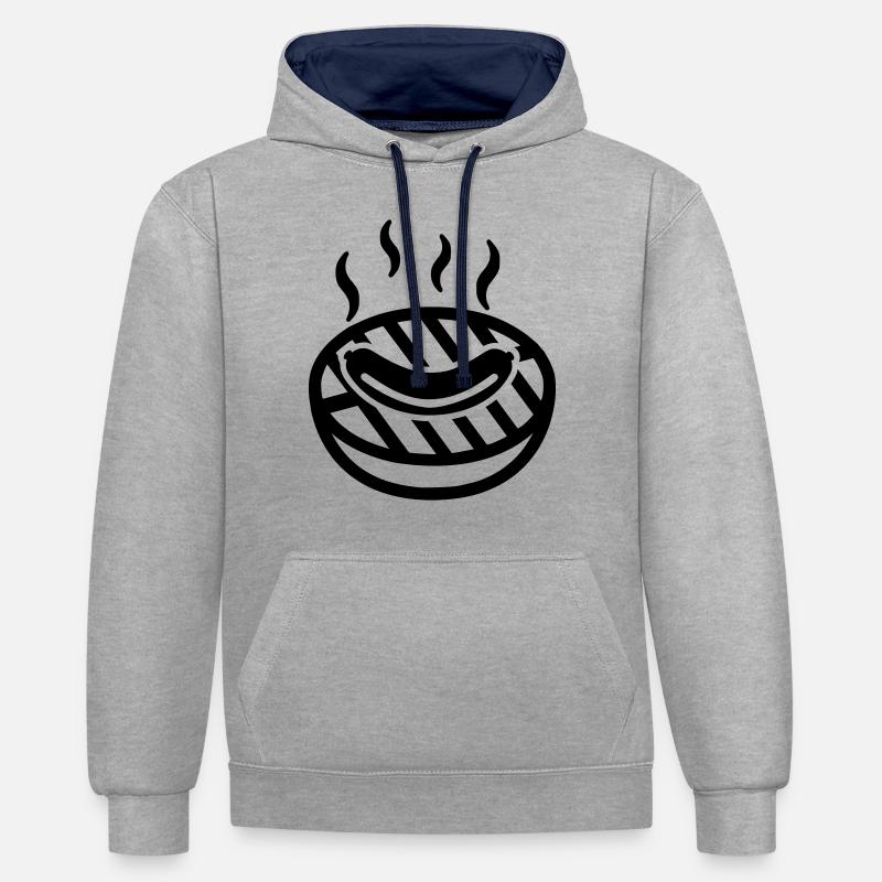 Grill - Sweat à capuche contrasté - gris chiné/bleu marine