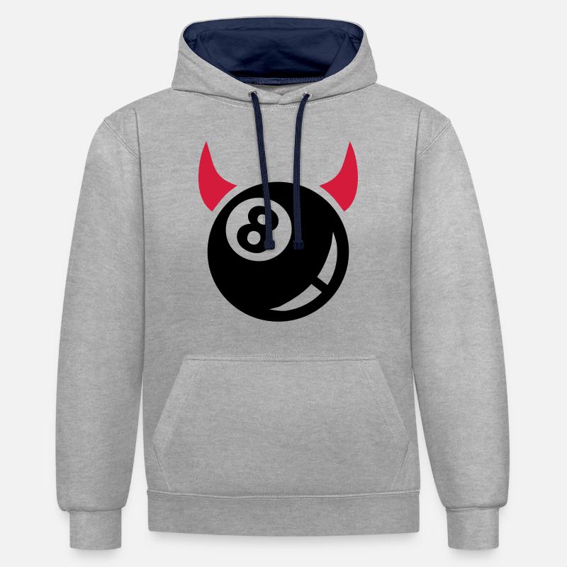 Billard - Sweat à capuche contrasté - gris chiné/bleu marine