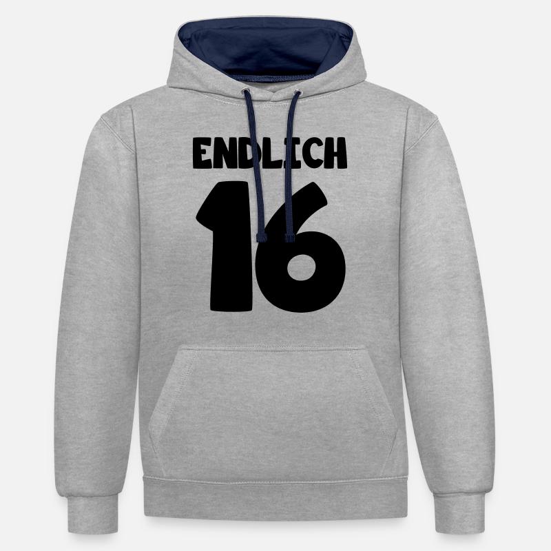 endlich16 - Kontrast-Hoodie - Grau meliert/Navy