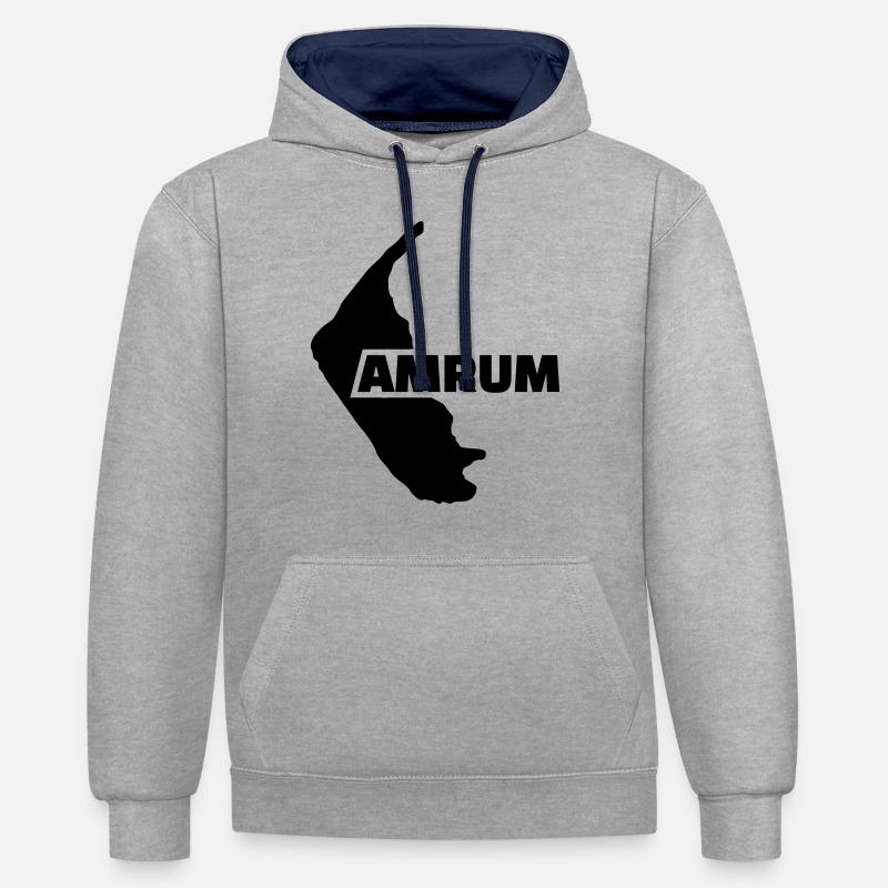 Amrum - Kontrast-Hoodie - Grau meliert/Navy