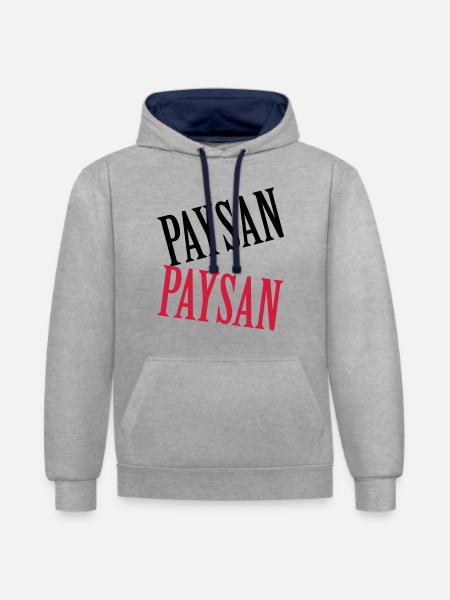 Paysan - Sweat à capuche contrasté - gris chiné/bleu marine