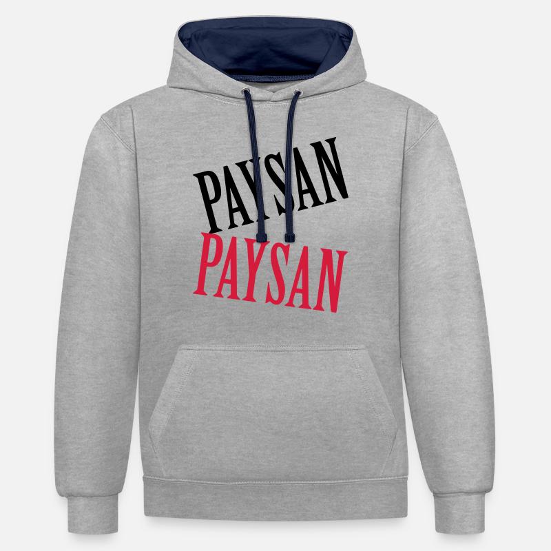 Paysan - Sweat à capuche contrasté - gris chiné/bleu marine