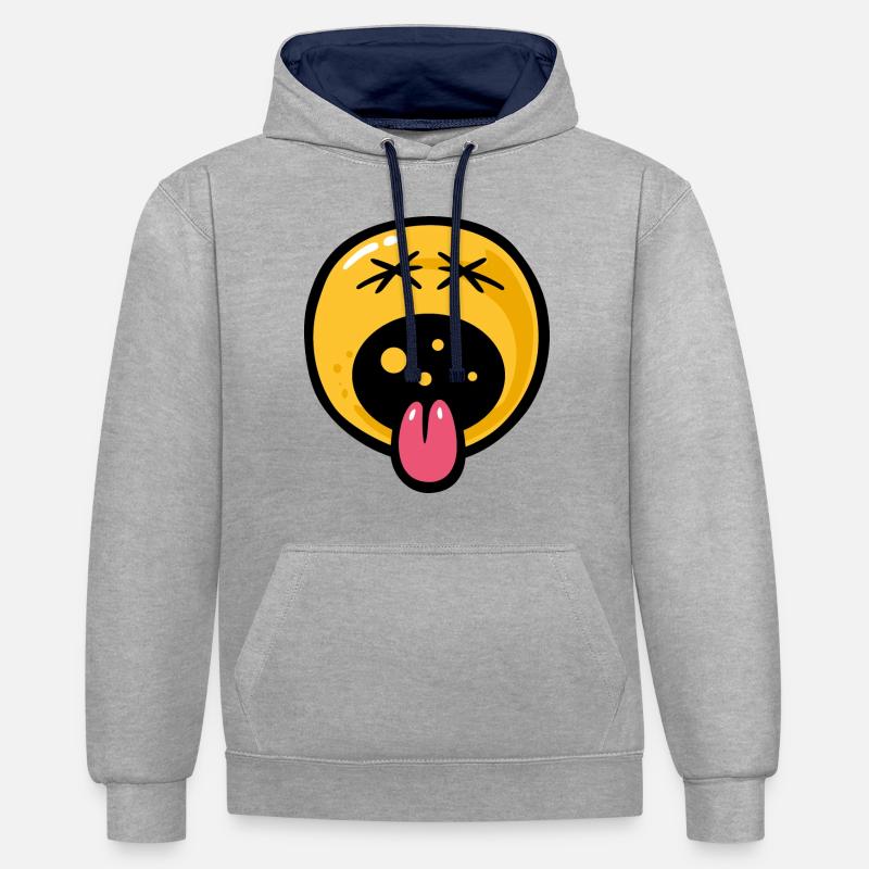 Smiley distaste - Sweat à capuche contrasté - gris chiné/bleu marine